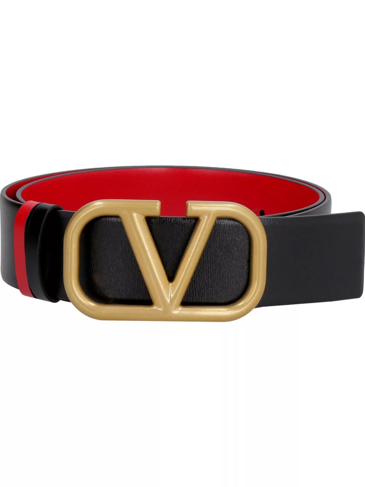 Valentino Garavani Reversible Vlogo Signature Belt In Glossy Calfskin 40 Mm Woman Black/pure Red 065