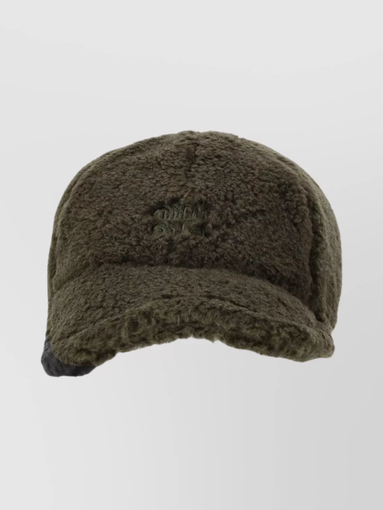 Miu Miu Fur Pile Hat Curved Brim In Green