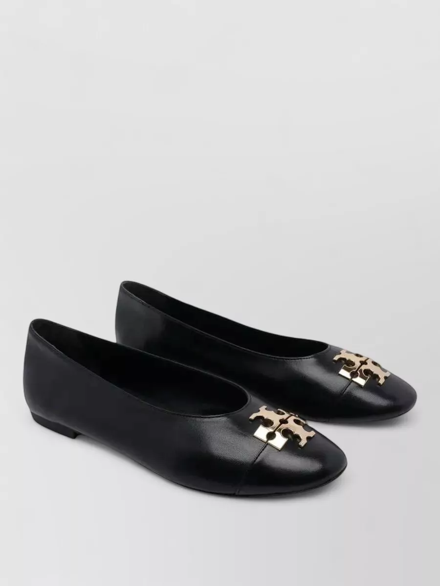 Tory Burch Leather logo-plaque ballerina shoes