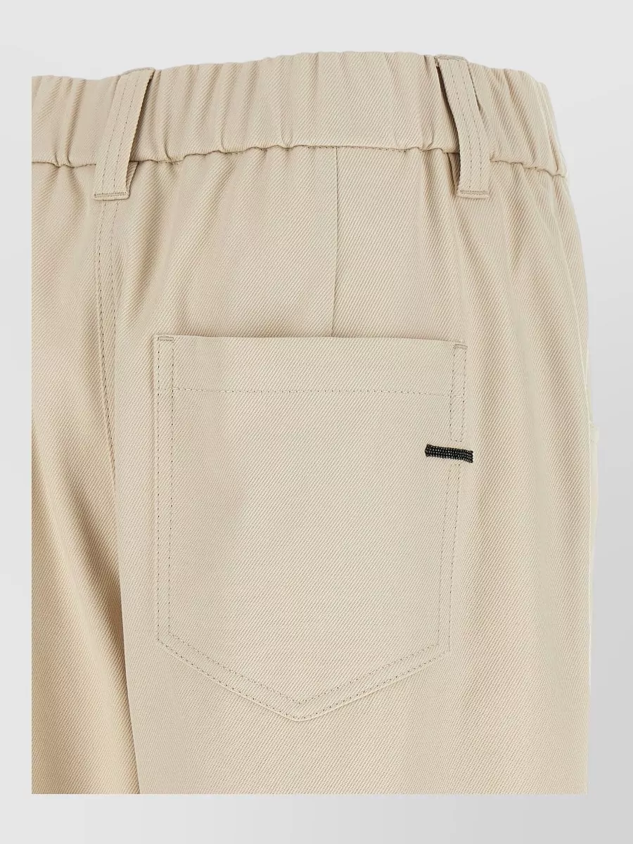 Brunello Cucinelli Stretch Cotton Mid-Rise Tapered Tailored Trousers