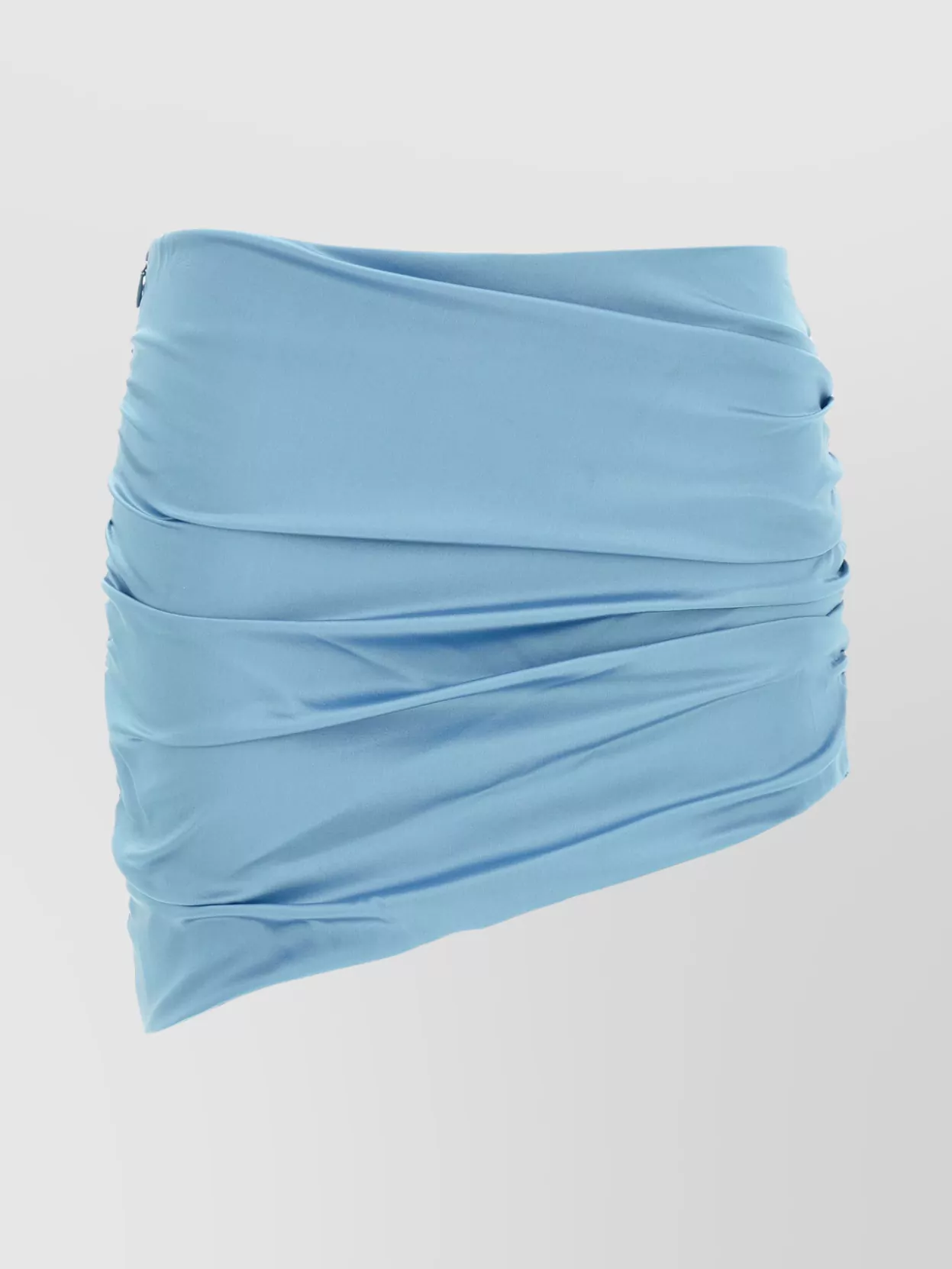 Alessandra Rich Mini Skirt With Asymmetric Design And Ruched Detailing In Blue