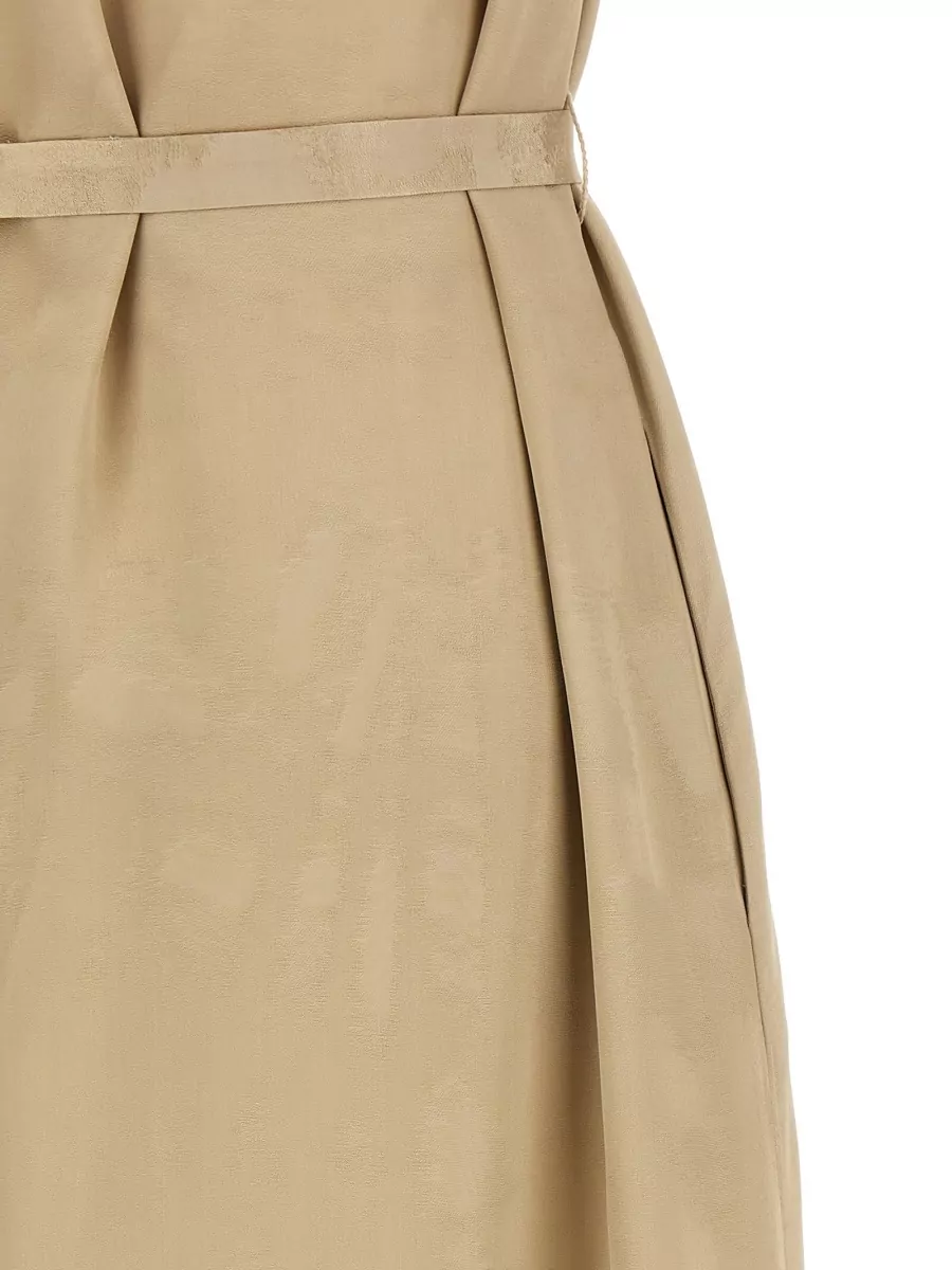 Peserico Viscose Midi Dress Belted Waist Back Slit