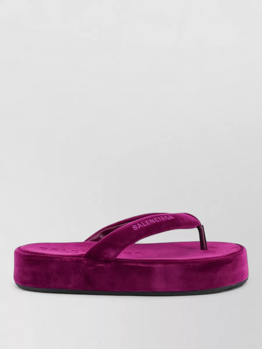 Balenciaga Velvet Platform Thong Sandals