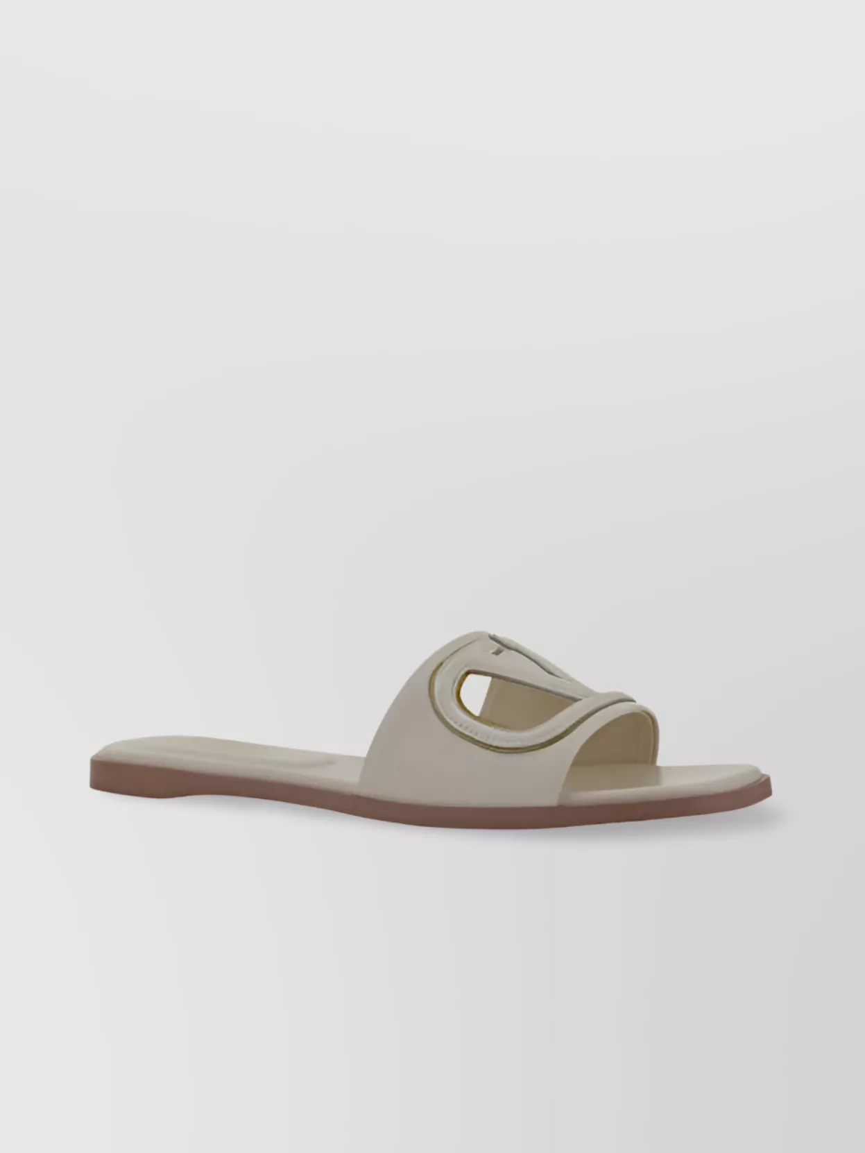 Valentino Garavani Vlogo Sandals With Flat Sole And Cut-out Effect In Neutral