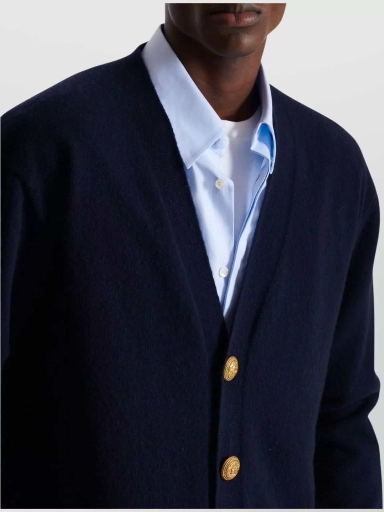 Balmain V-Neck Blazer With Ribbed Cuffs And Hem