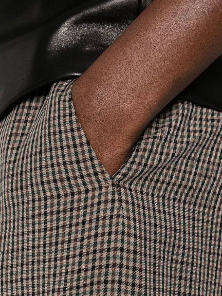 Balenciaga High Waist Checkered Straight Leg Trousers