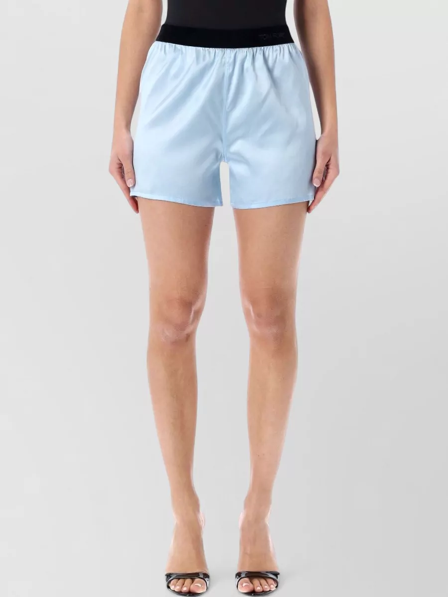 Tom Ford Stretch Silk Satin Relaxed Pj Shorts In Blue