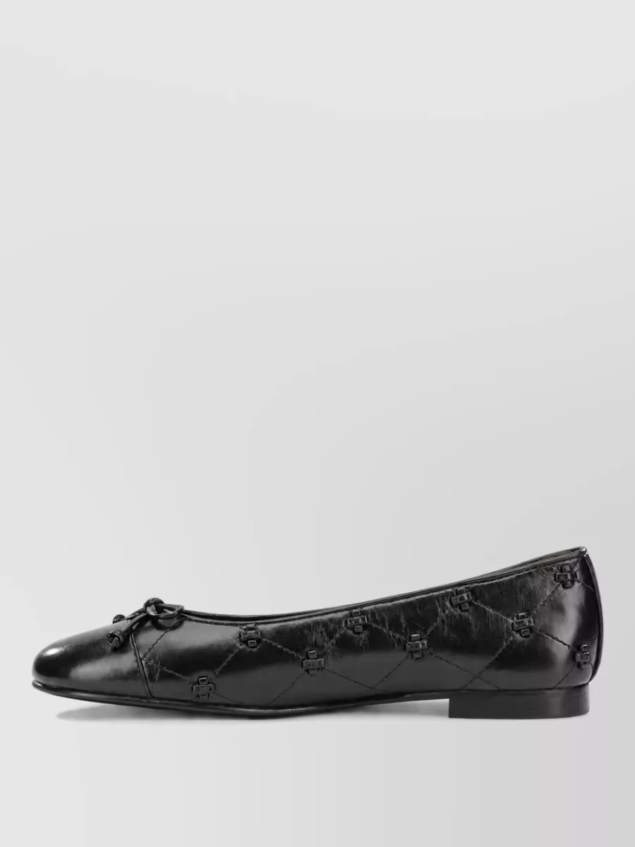 Tory Burch Leather Cap-Toe Ballerina Flats