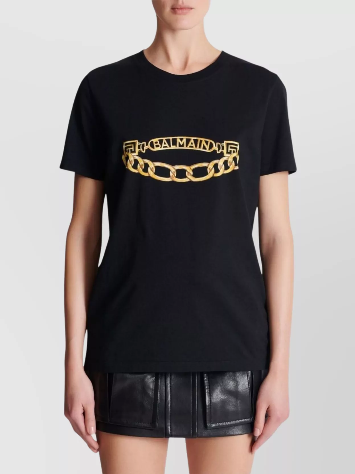 BALMAIN CREW NECK GRAPHIC PRINT SHORT SLEEVES