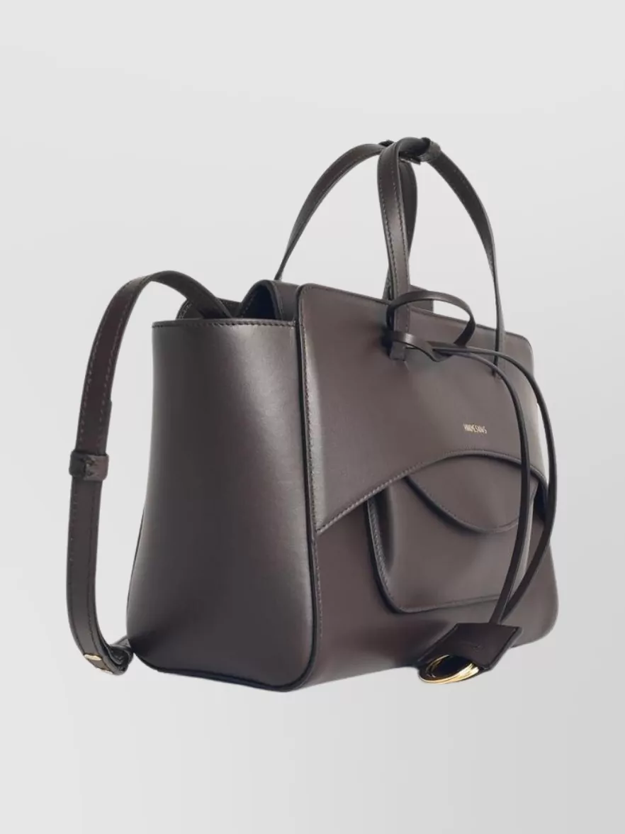 Hidesins Structured Leather Shoulder Bag With Metal Hardware