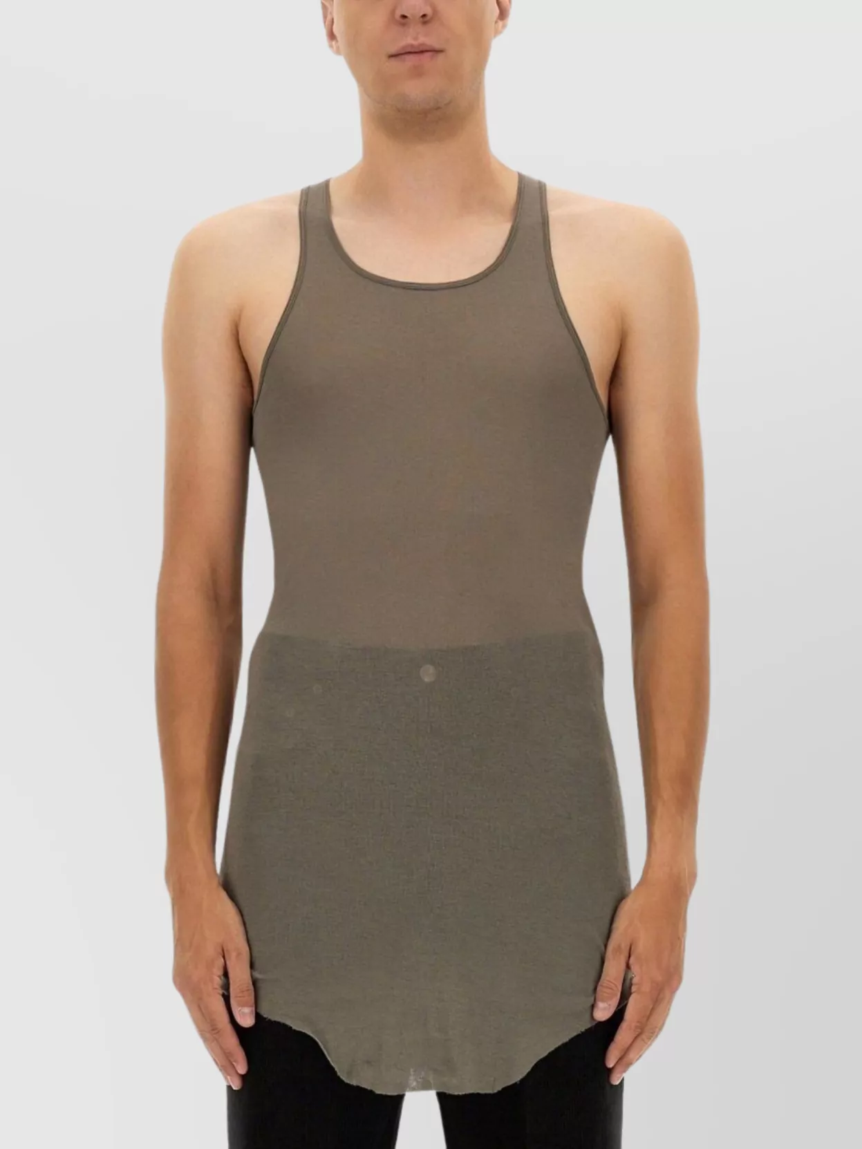 Rick Owens Longline Racerback Scoop Neck Sleeveless T-shirt In Gray