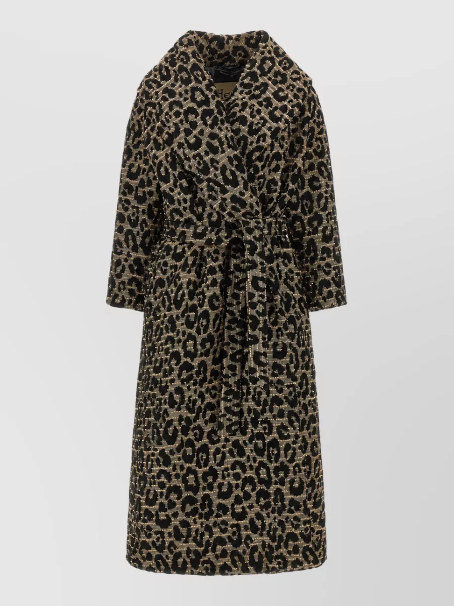 Herno jacquard animal-print belted coat