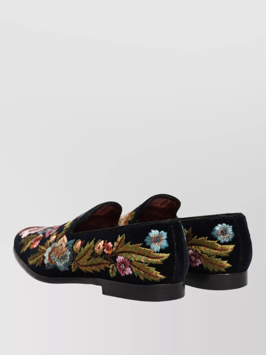 Dolce&Gabbana Velvet Floral Embroidered Loafers