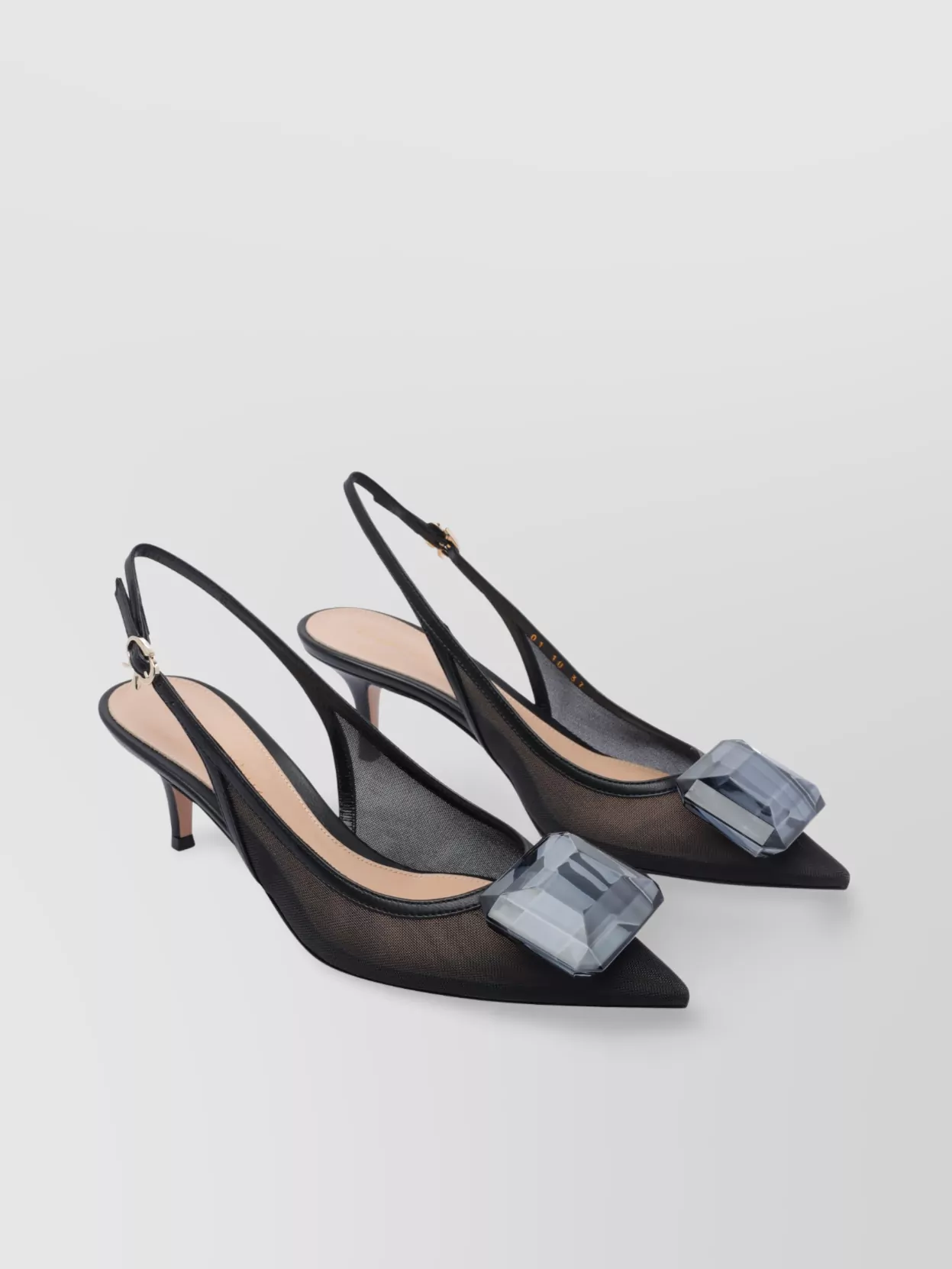 Gianvito Rossi Mesh Slingback Kitten Heel Pumps
