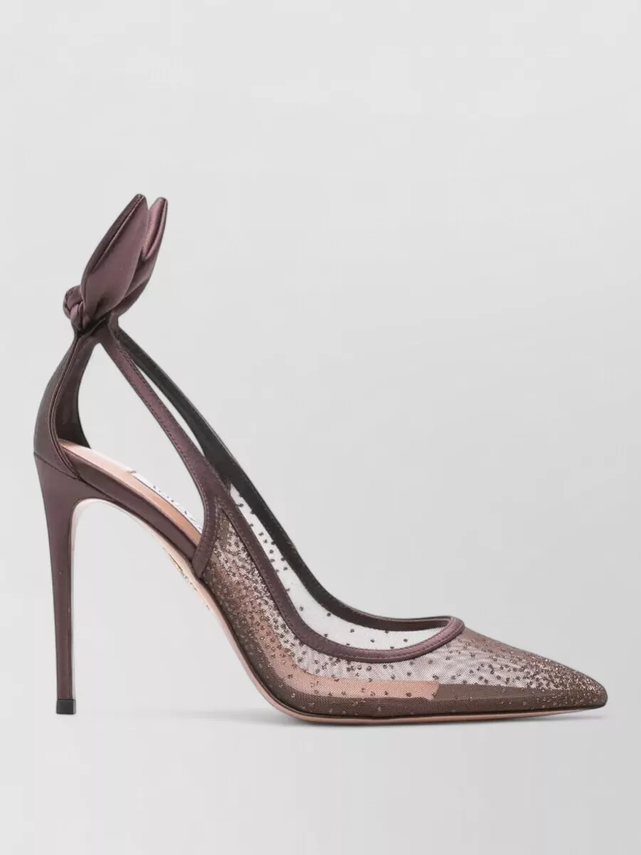 Aquazzura Mesh Pump Bow Tie Pointed Toe Stiletto