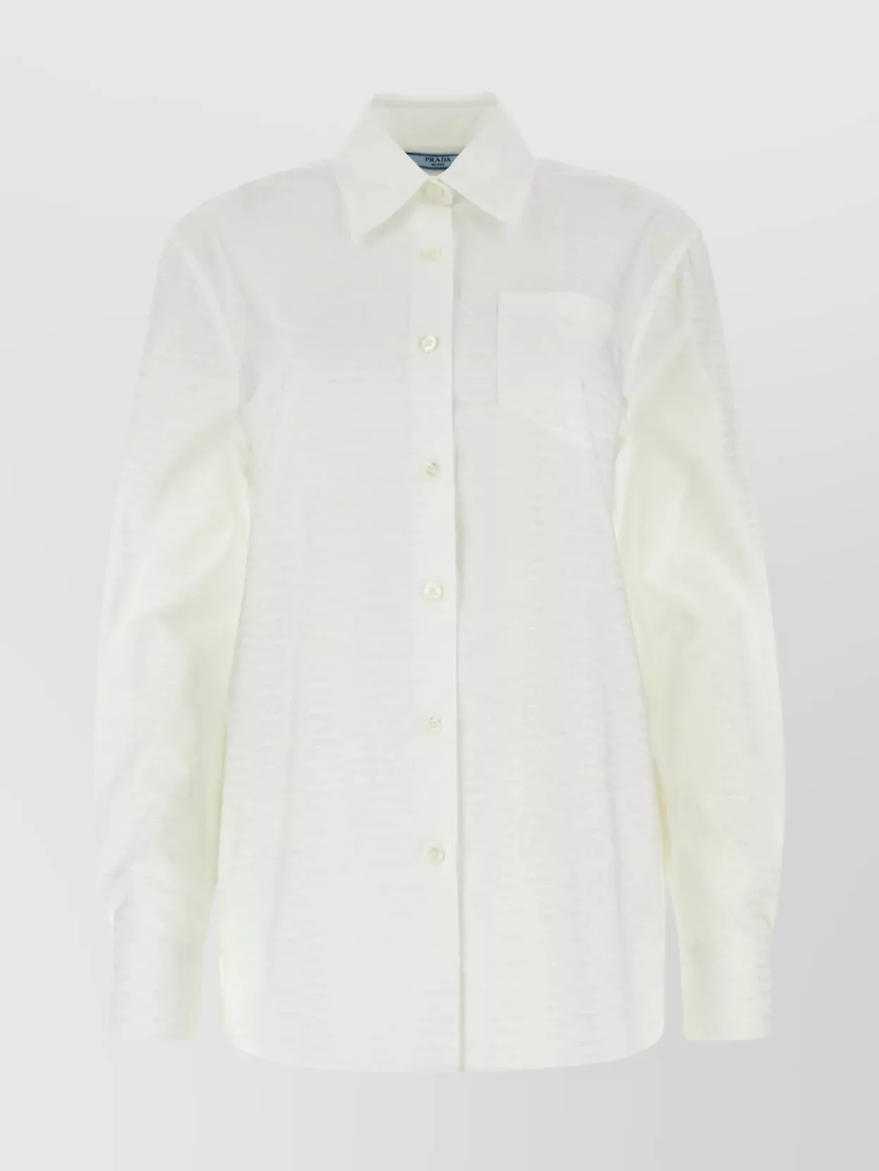 Shop Prada Cotton Shirt With Chest Pocket And Italian Collar