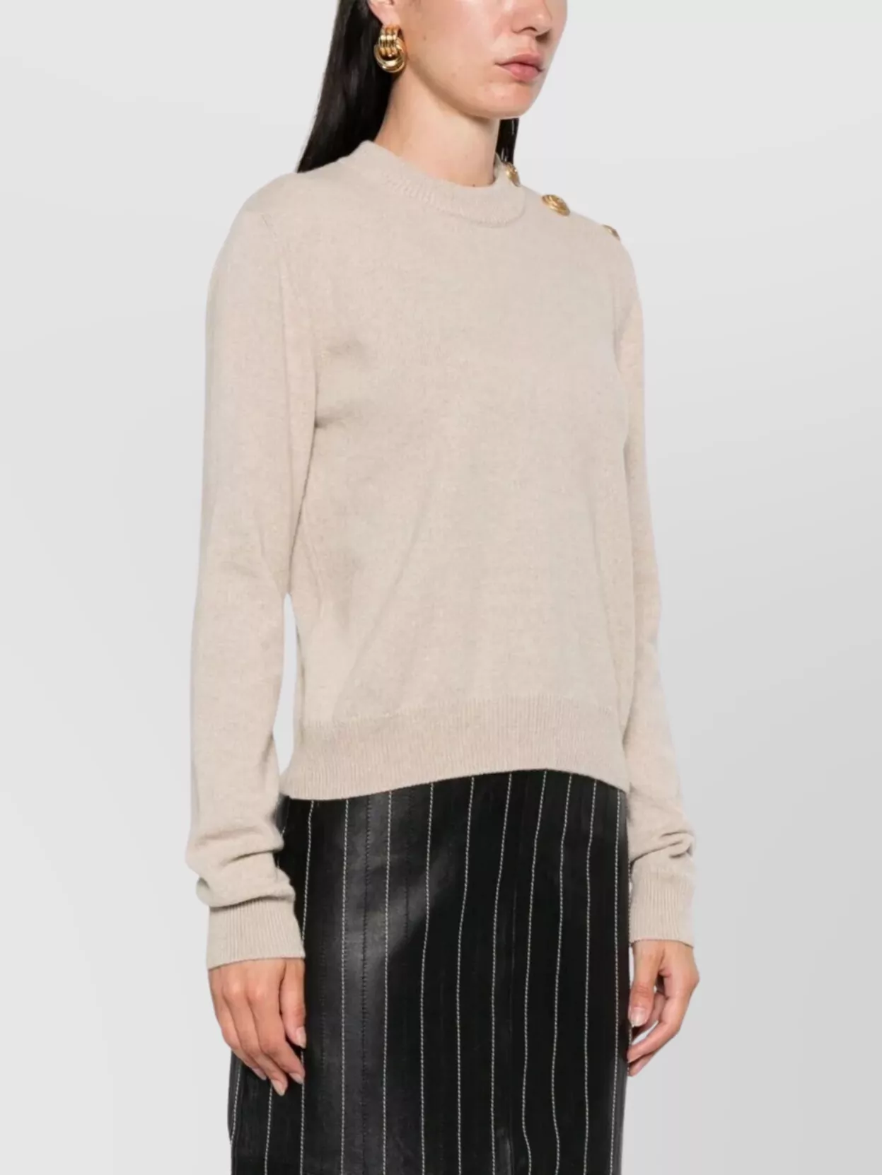 Balmain Eco-cashmere Button Sweater Sweaters And Cardigans Beige In Neutral