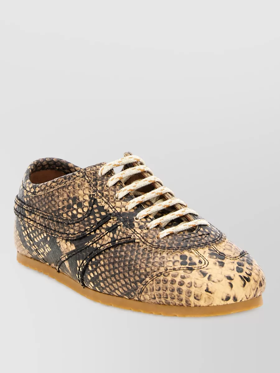 Dries Van Noten Leather snake-print low-top sneakers