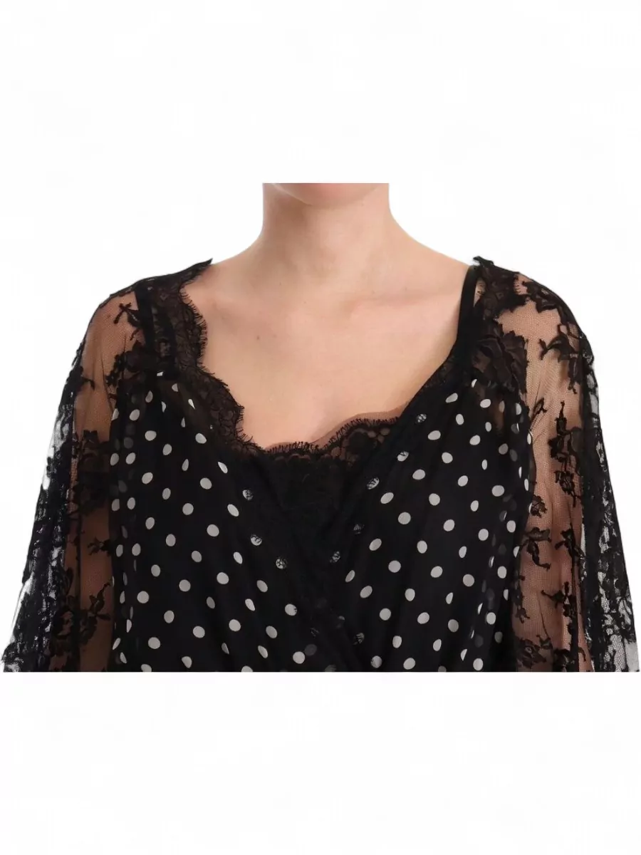 Dolce&Gabbana Silk Lace Floral Polka-Dot Maxi Dress