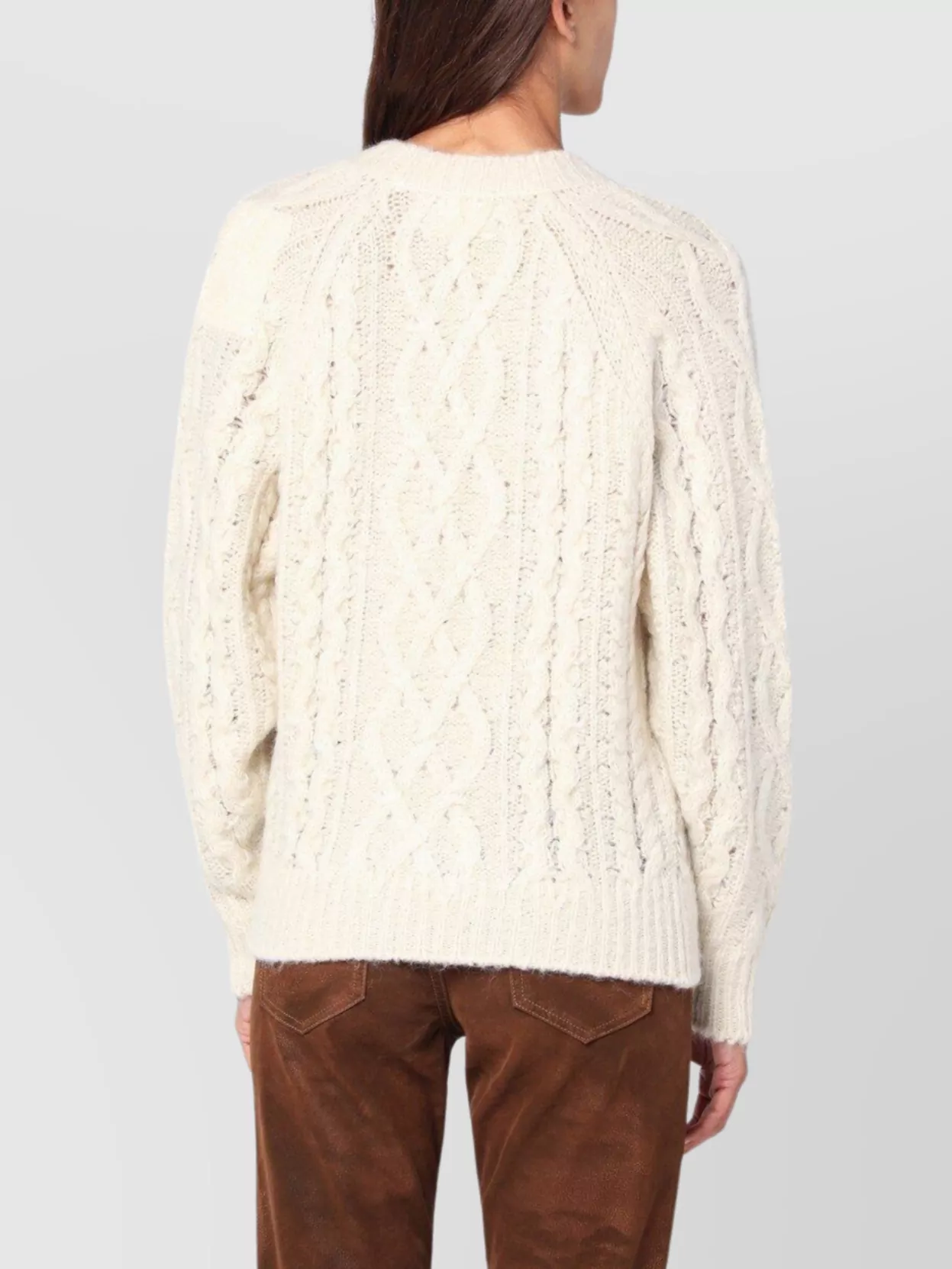 Isabel Marant Étoile Cable Knit Long Sleeve Crew Neck Top In Neutral