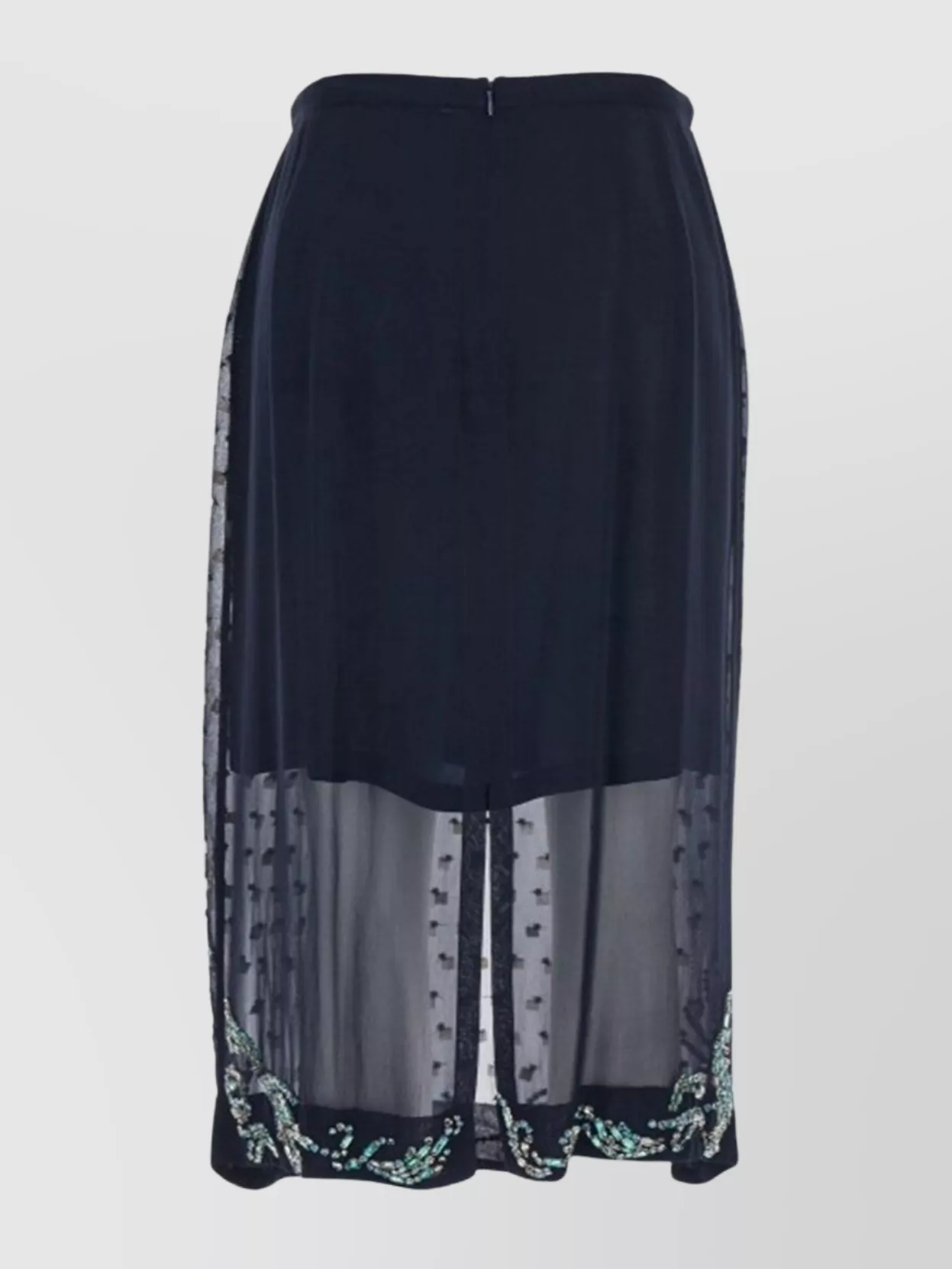 Dries Van Noten Blue Georgette Midi Skirt With Embroidered Crystals In Blue