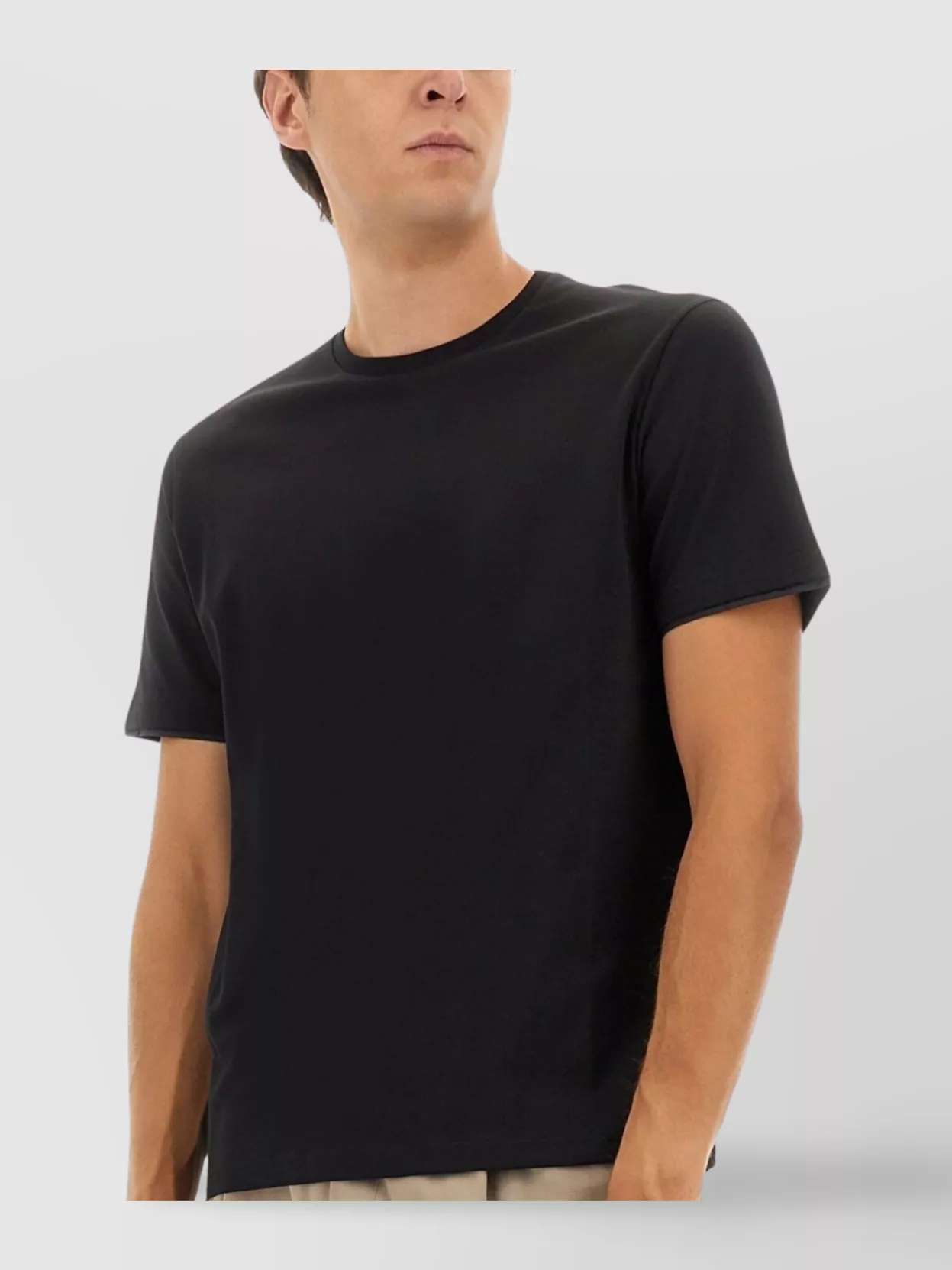 Herno Crew Neck Short Sleeve Cotton T-shirt In Black