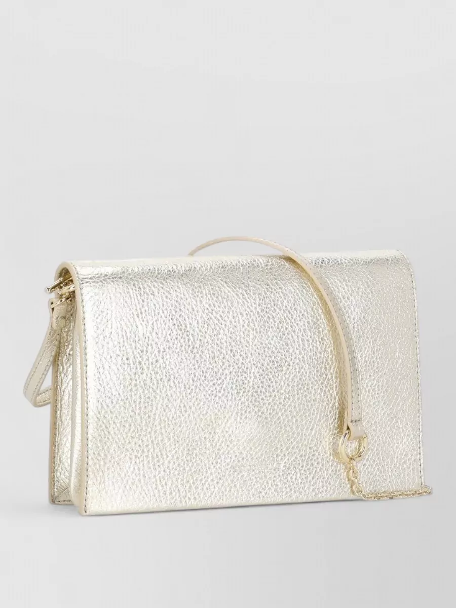 Coccinelle Shoulder Bag Pebbled Leather Chain Strap