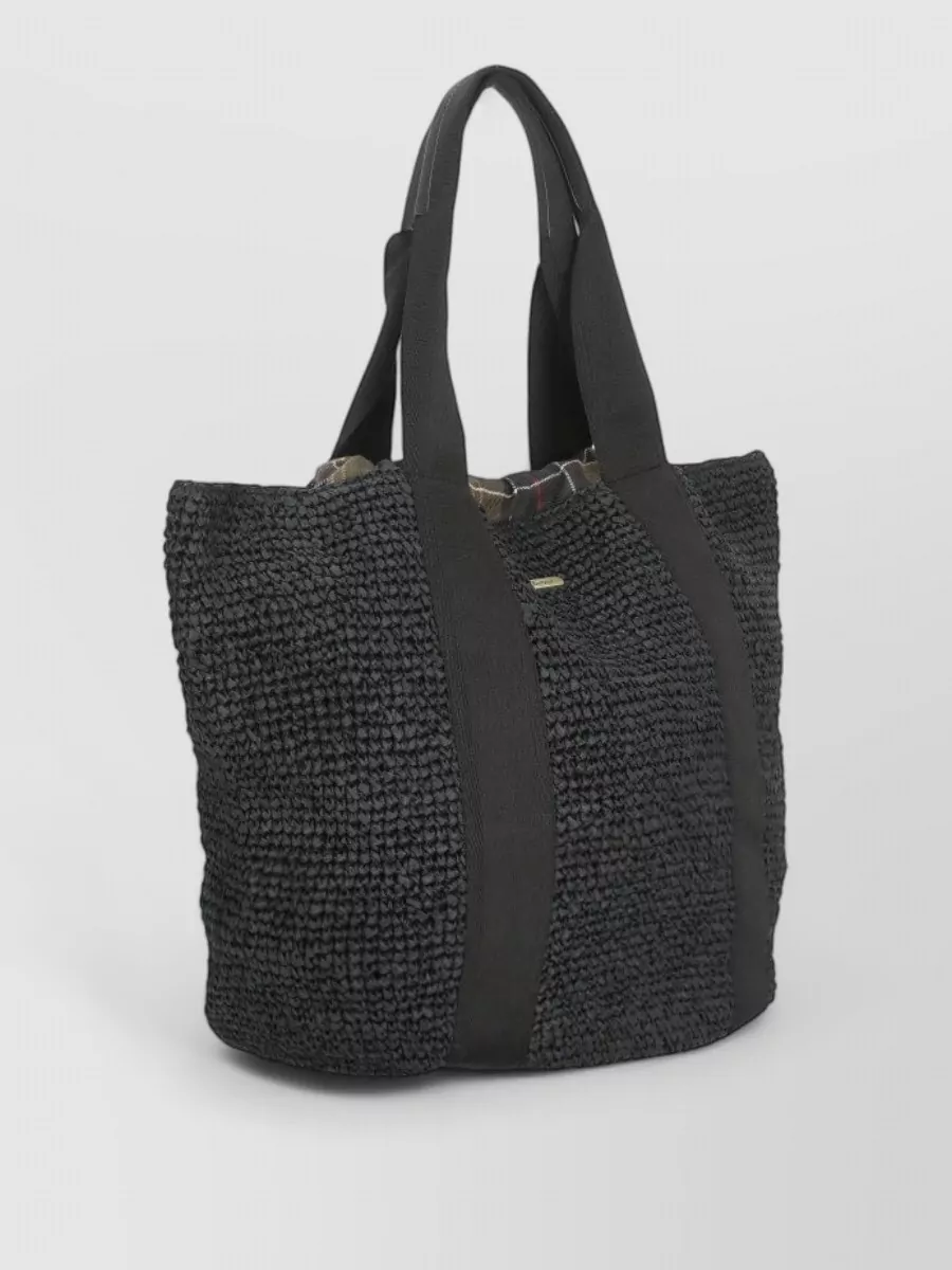 Barbour Rectangular Tote Bag Shoulder Woven Handles