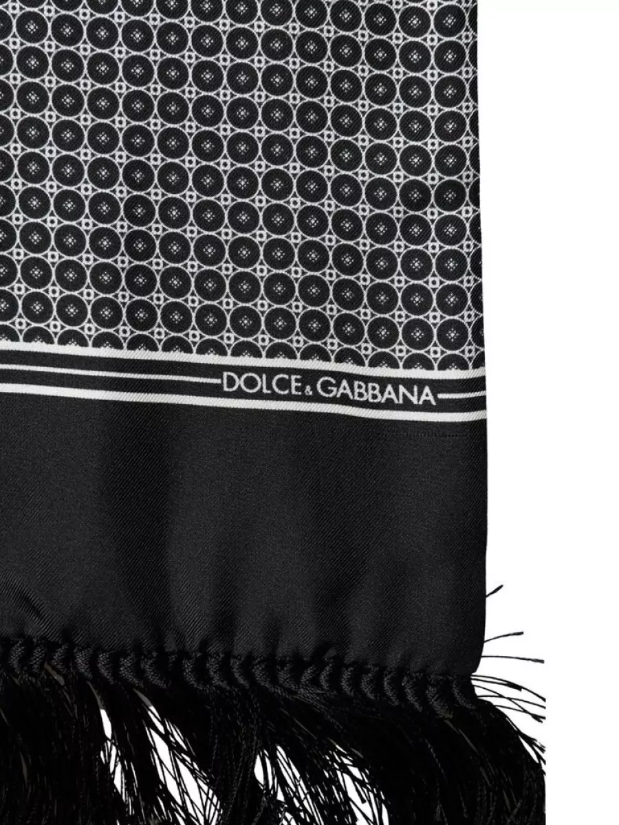 Dolce&Gabbana Silk Geometric Fringed Scarf