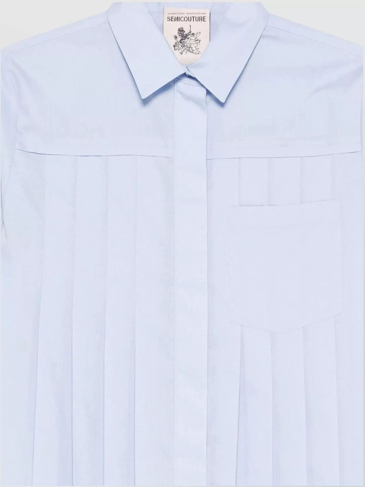 Semicouture Long Sleeve Pleated Top With Chest Pocket