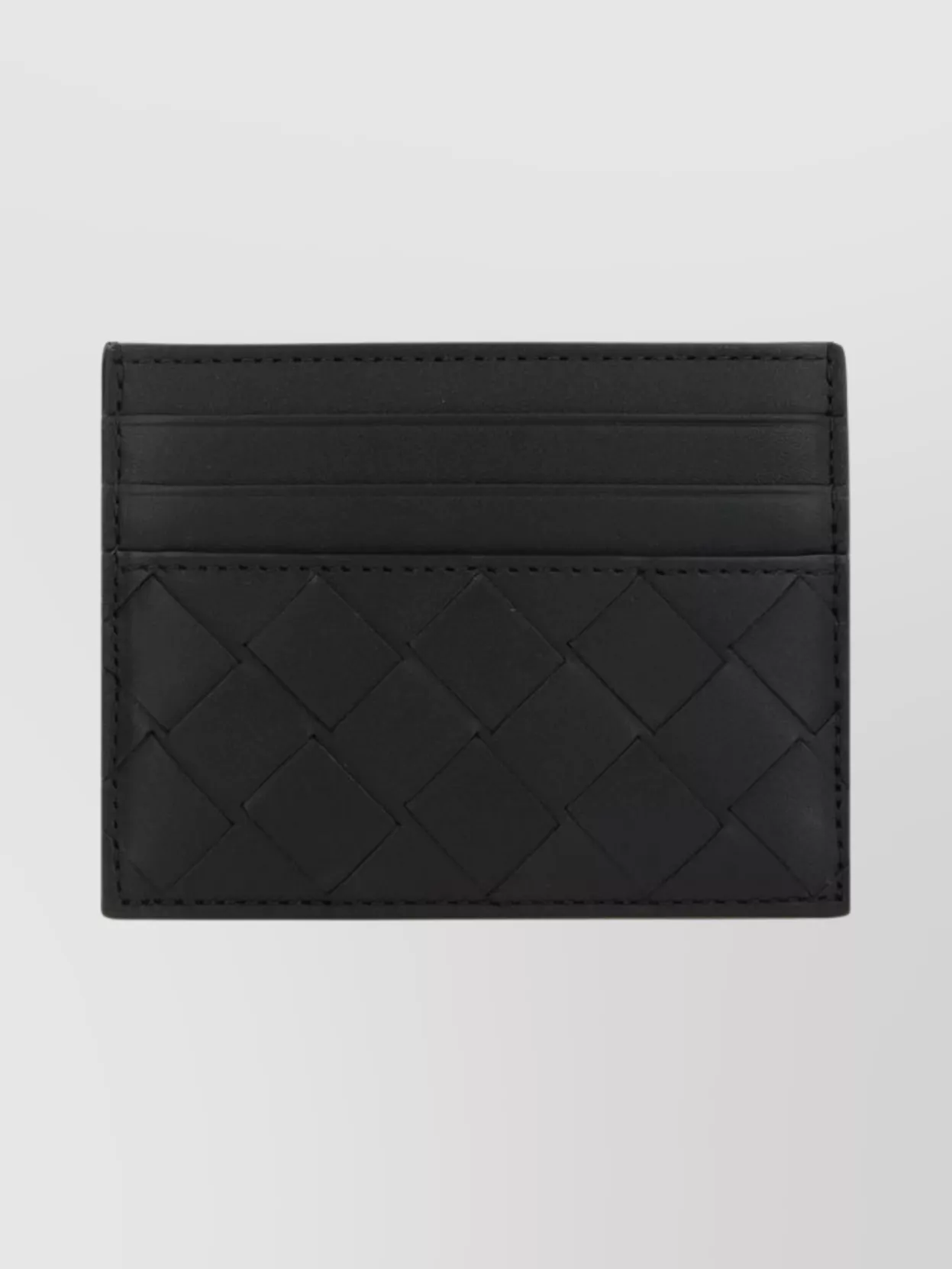 Bottega Veneta Textured Leather Card Holder Compact Design In Black