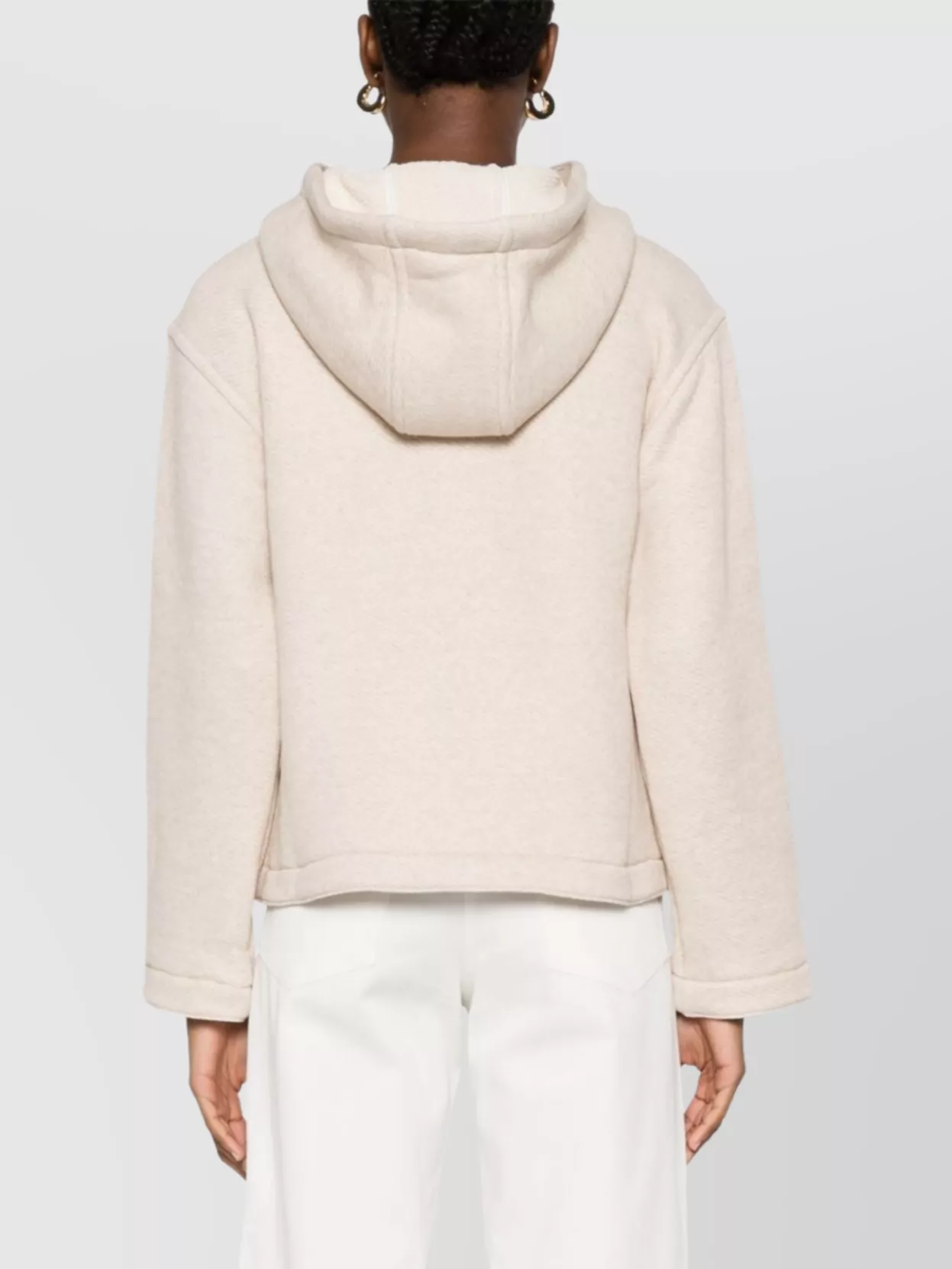 Max Mara Logo Cotton Hoodie With Classic Hood And Ribbed Finish