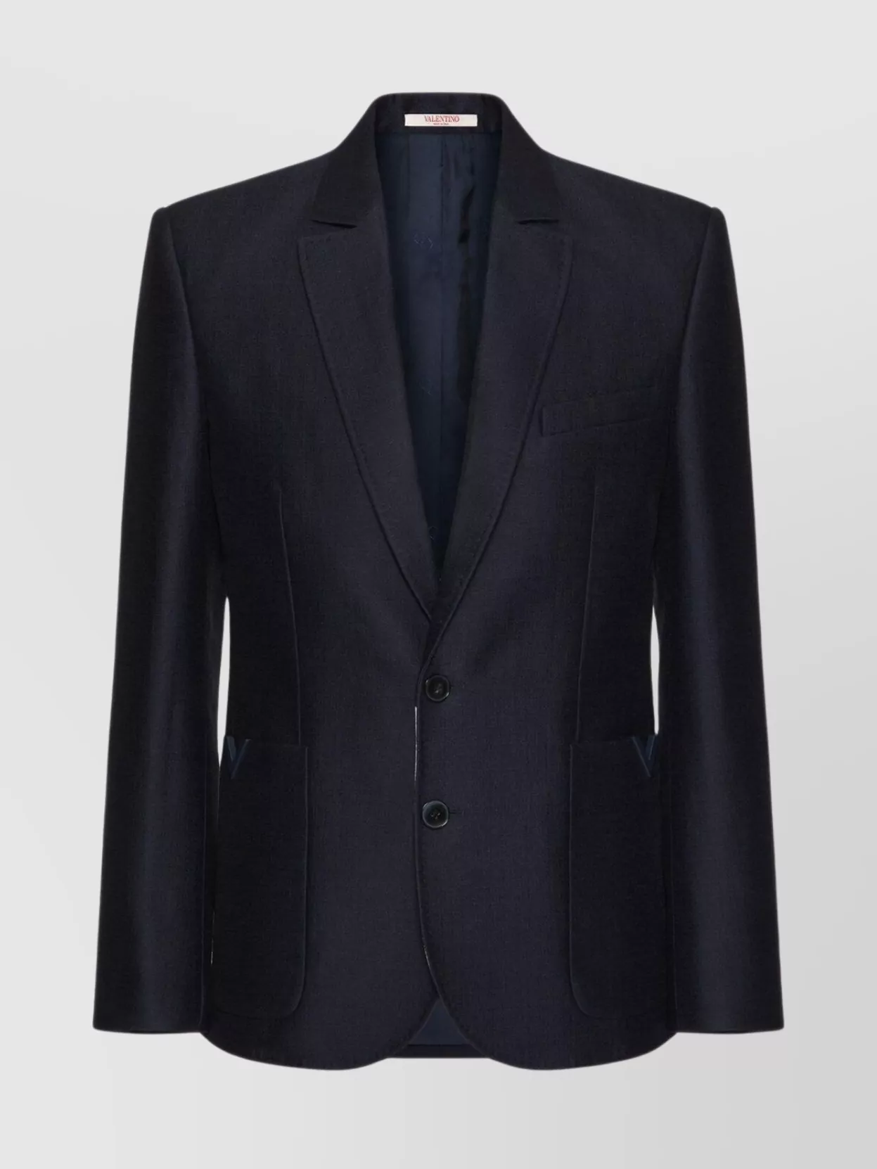 Shop Valentino V Detail Rubberised Lapel Jacket In Blue
