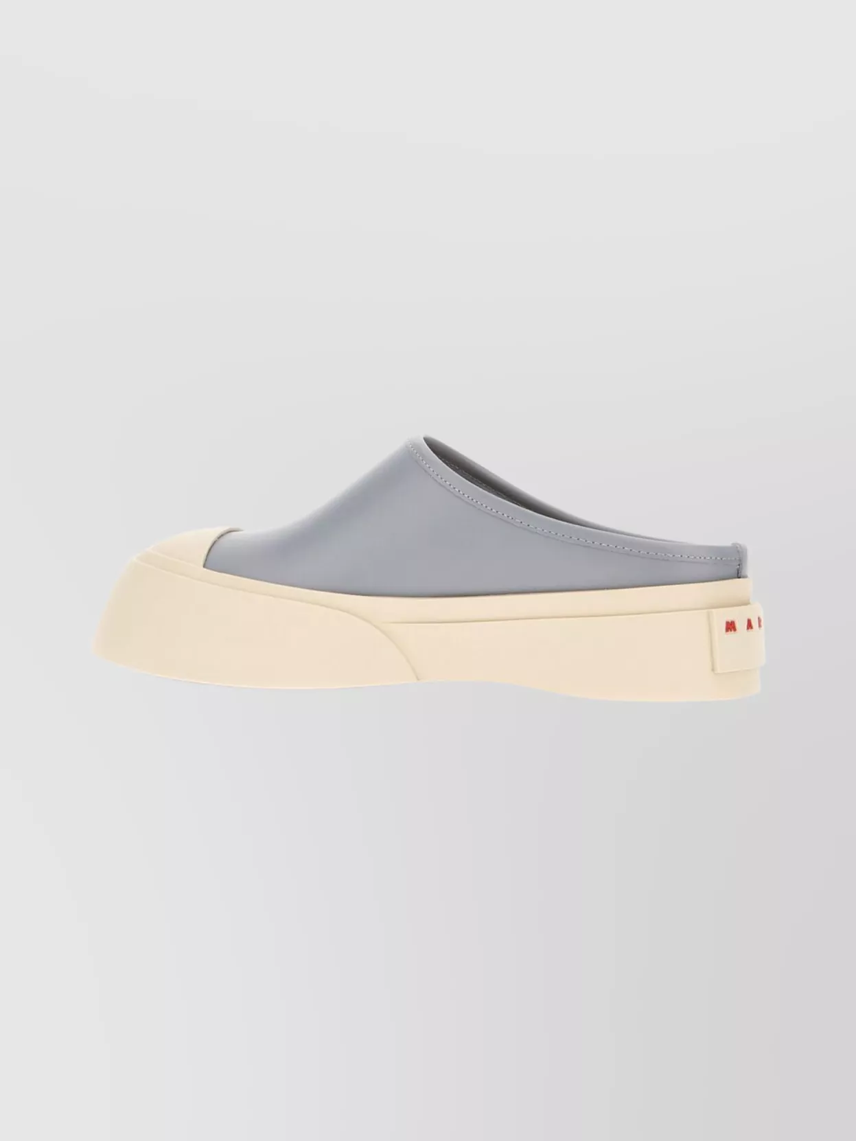 Marni Leather Round Toe Slippers With Rubber Sole In Gray