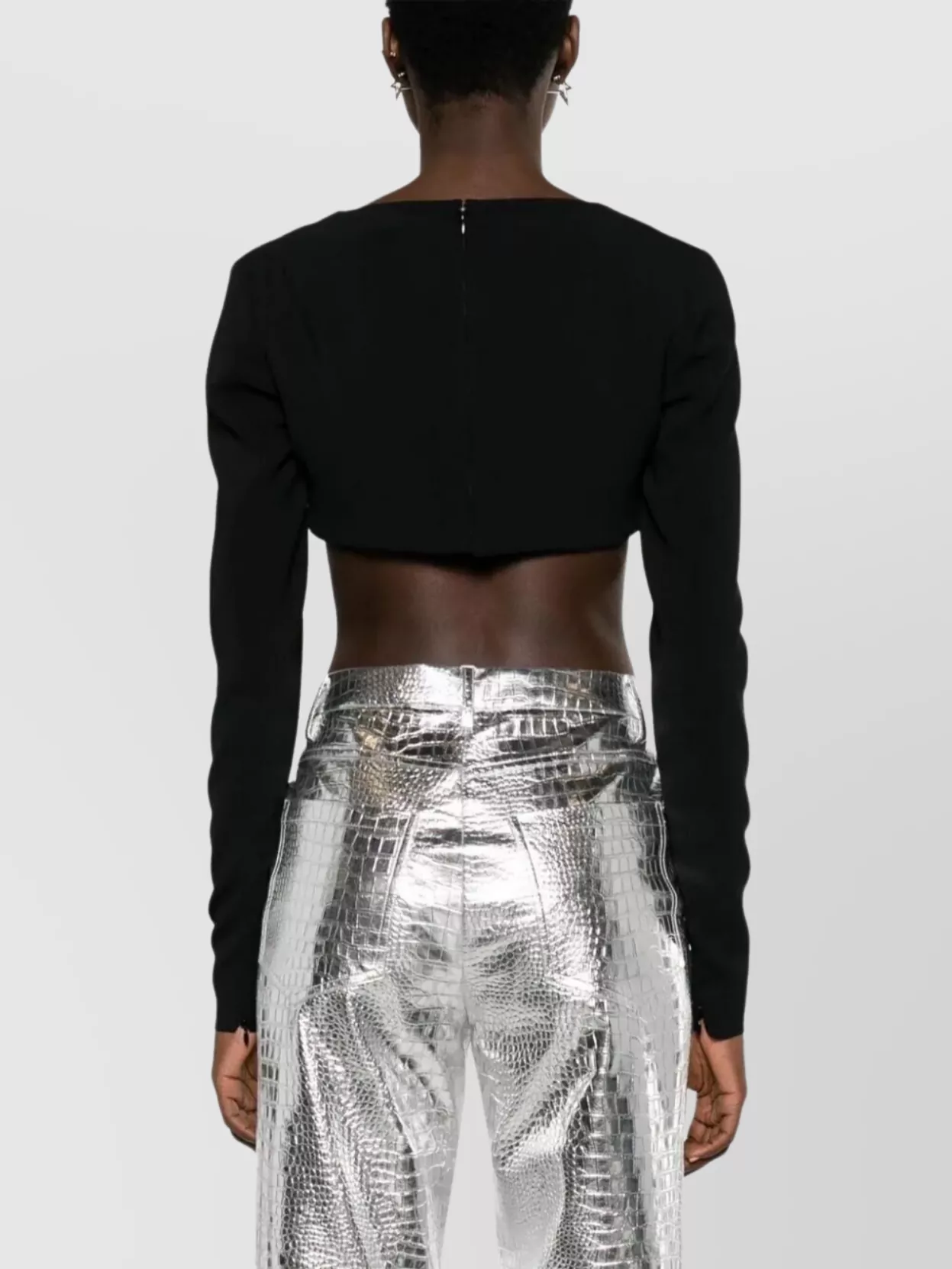 Dsquared2 Cropped Open Front Long Sleeve Top In Black