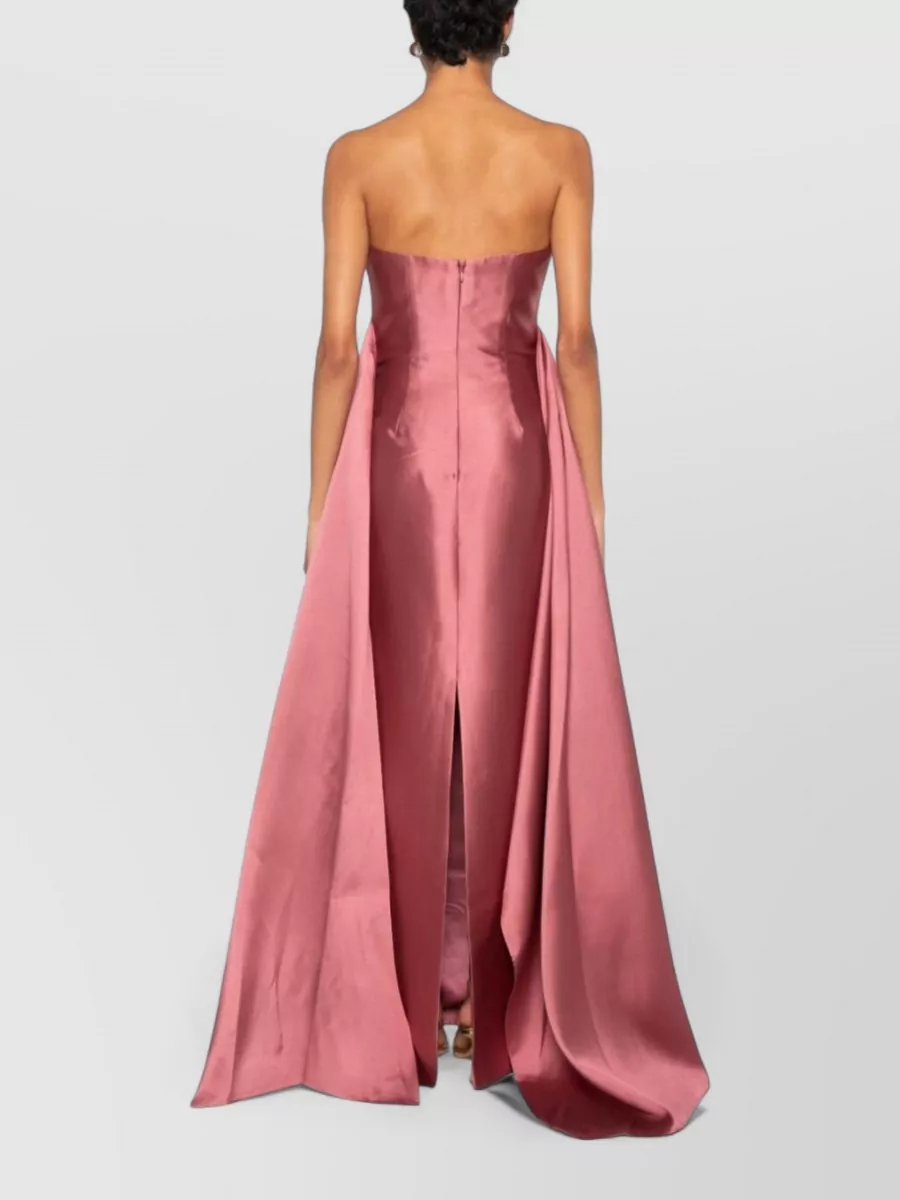 Solace London Satin Strapless Draped Maxi Gown
