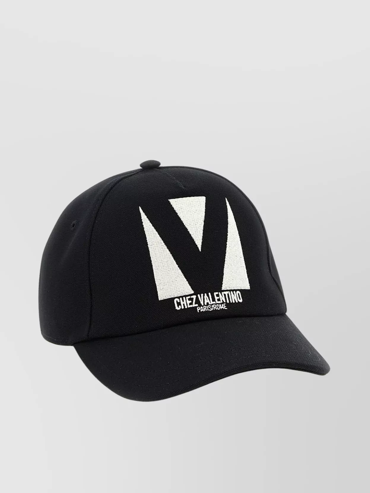 Valentino Garavani Black Hat With Logo On The Front In Cotton Man