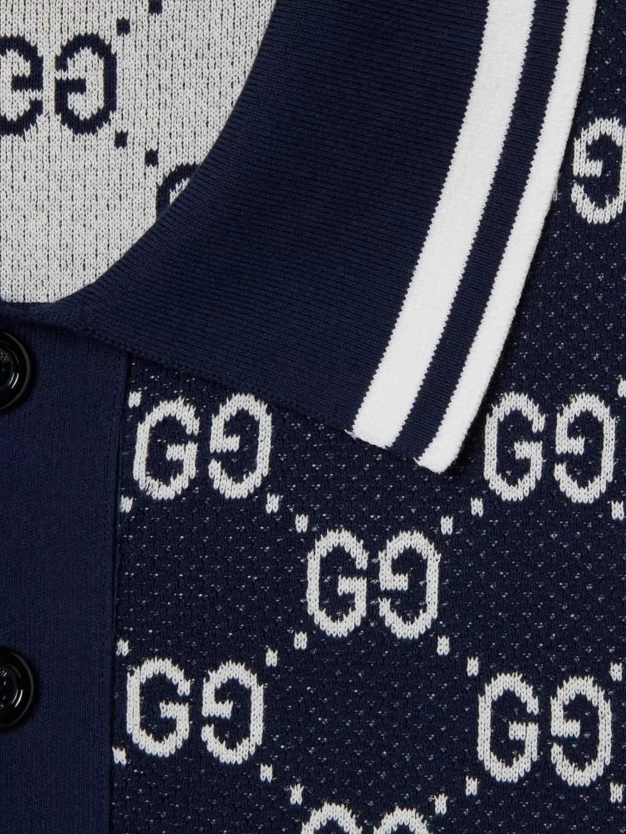Gucci Gg Jacquard Knit Polo Shirt