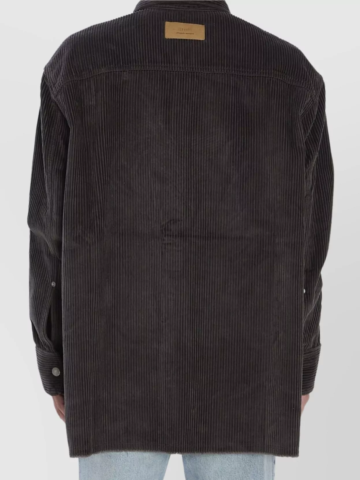 Ami Paris Textured Cotton Overshirt Featuring Pockets