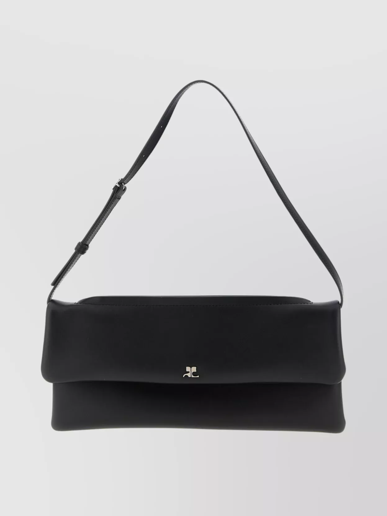 Courrèges Rectangular Shoulder Bag Adjustable Strap In Black