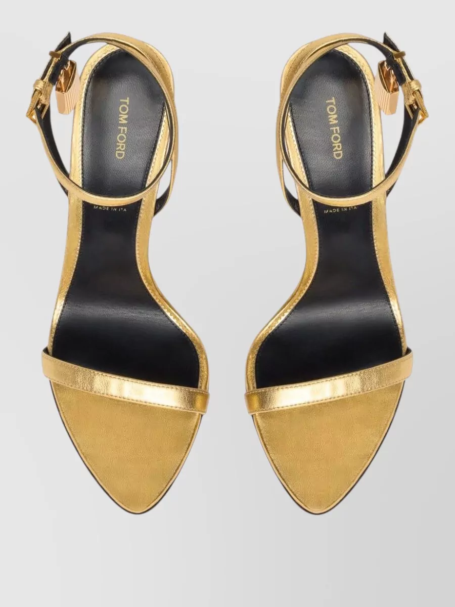 Tom Ford Leather Padlock Pointed-Toe Sandals