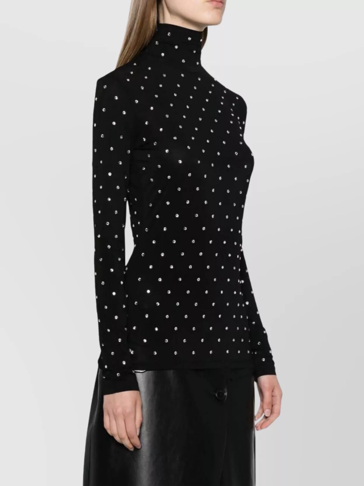 Paco Rabanne Turtleneck Embellished Fitted Silhouette Long Sleeves