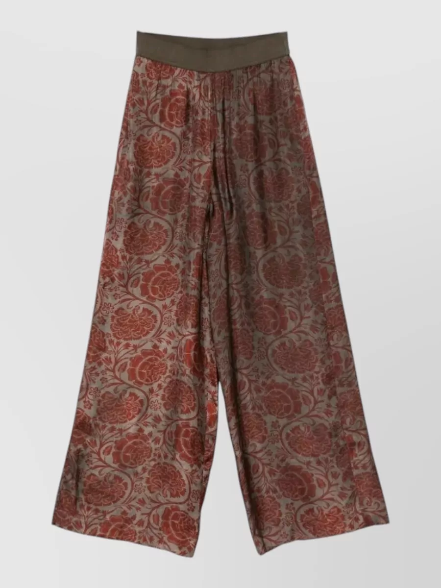 Uma Wang Pansy Floral High Rise Wide Leg Trousers