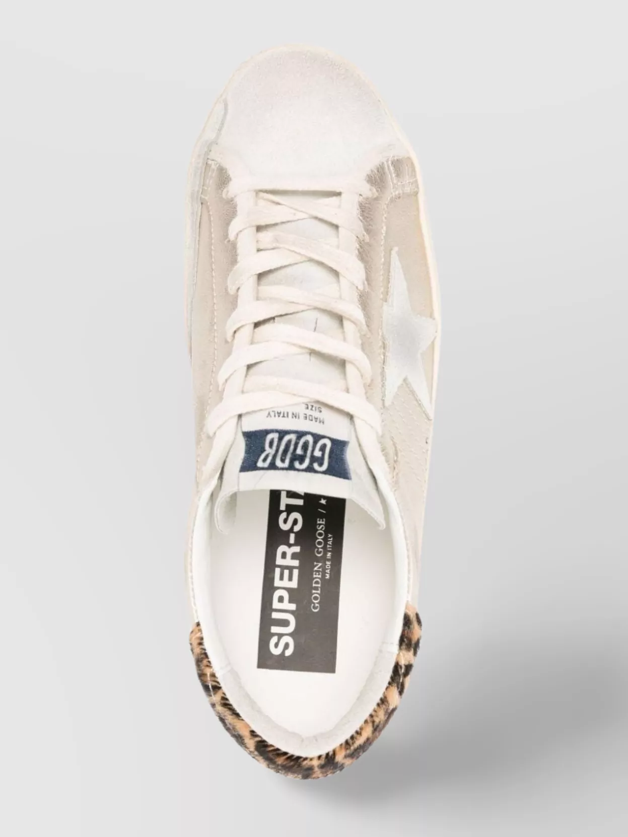 Golden Goose Leather Distressed Sneakers With Cheetah Print Detail