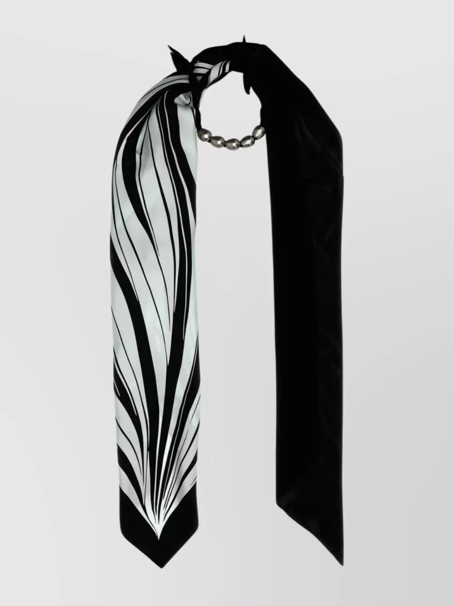 Shop Bottega Veneta Silk Petali Stripes With Metallic Contrast In Black