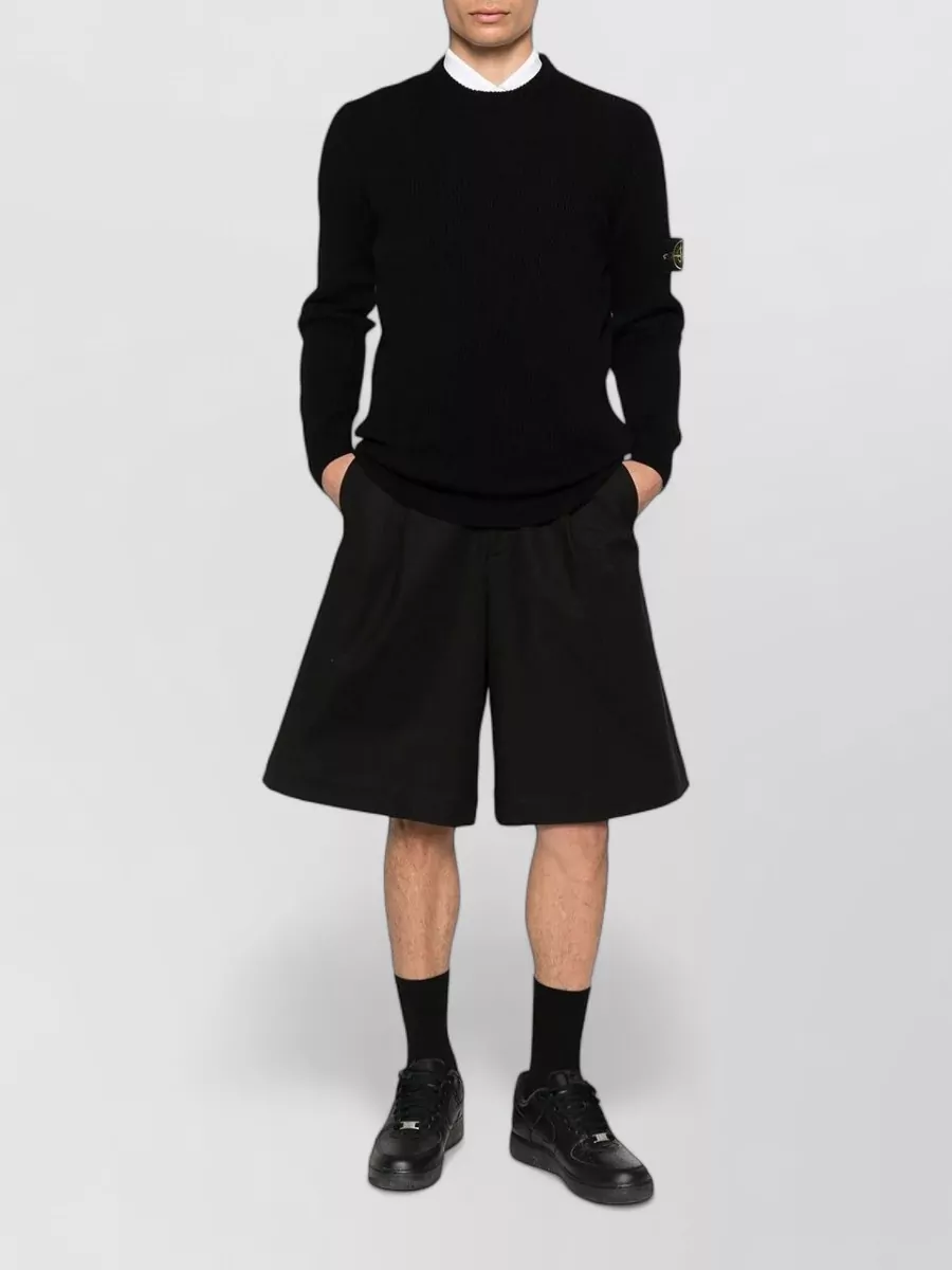 Stone Island Virgin Wool Ribbed Crewneck Sweater