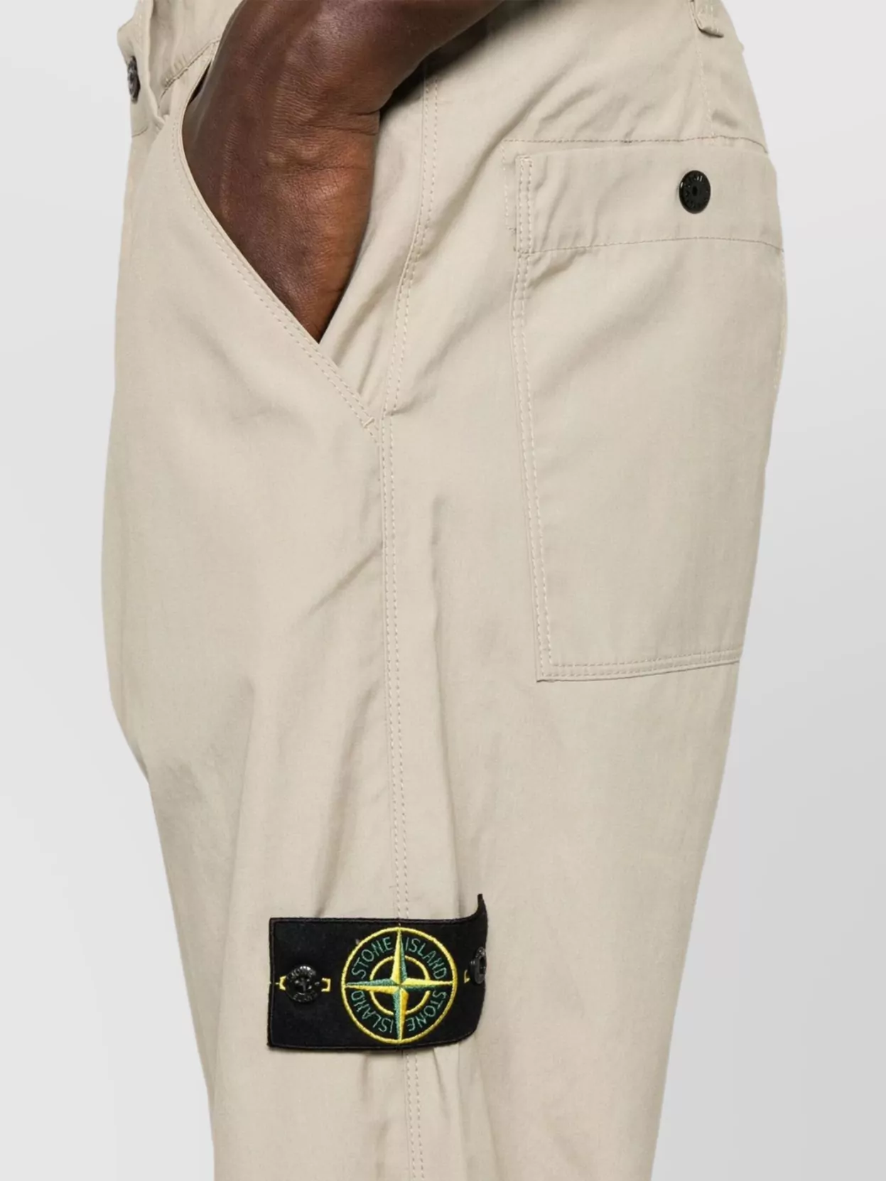 Stone Island Straight Leg Trousers With Buttoned Back Pockets