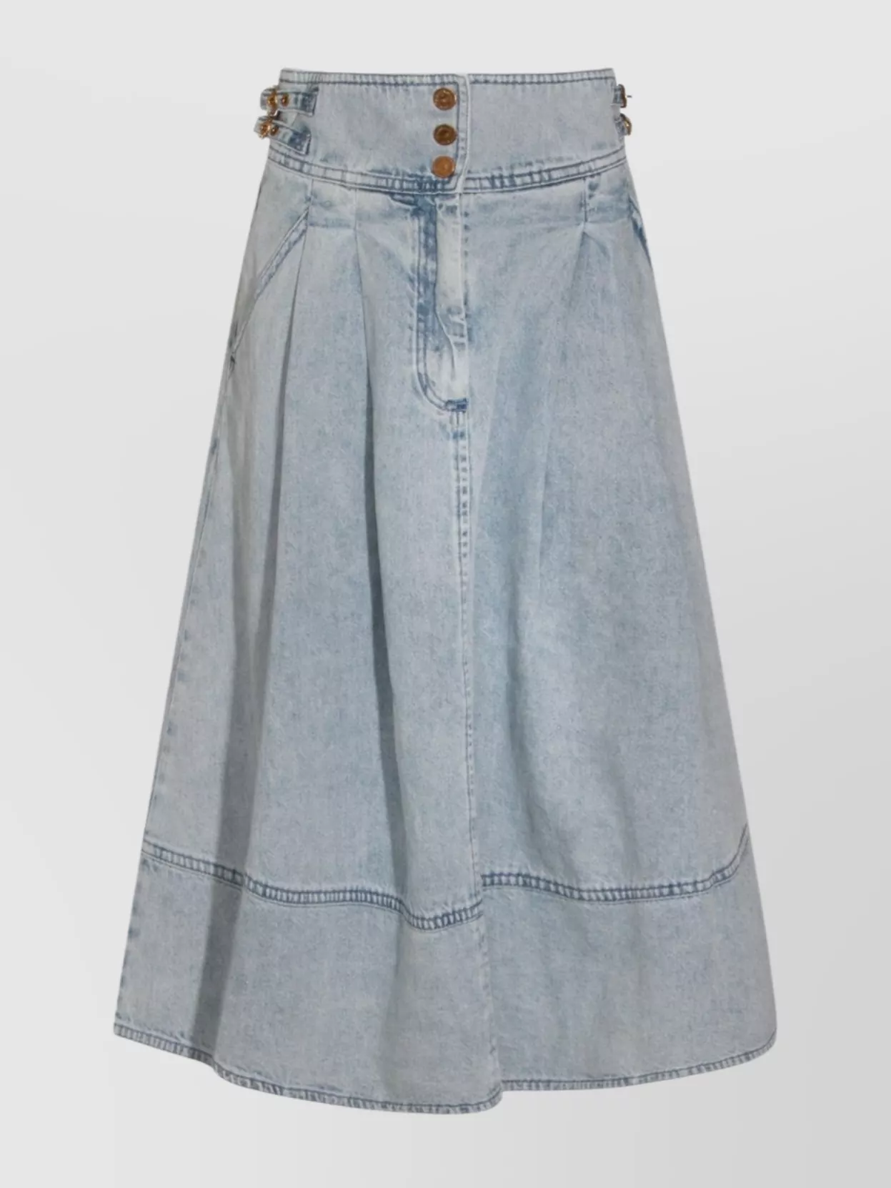 Zimmermann High Waist A-line Midi Skirt With Buttons In Blue