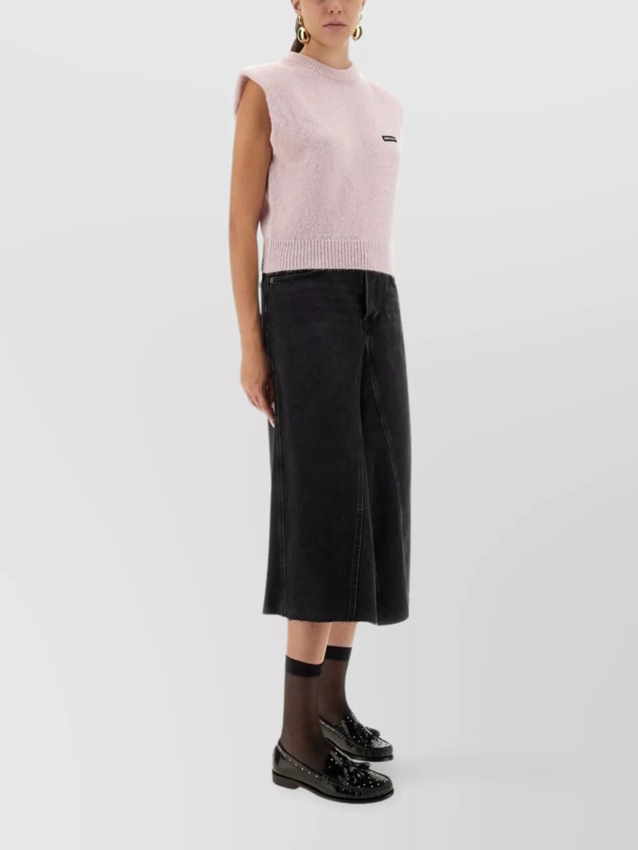 Rotate Birger Christensen Sleeveless Textured Ribbed Hem Top In Pink