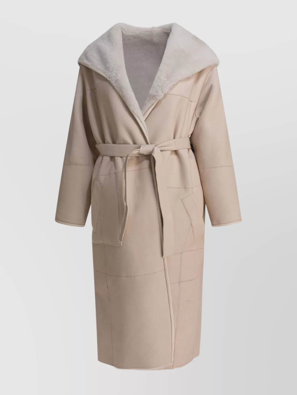 Blancha Hooded Coat With Belted Waist And Pockets